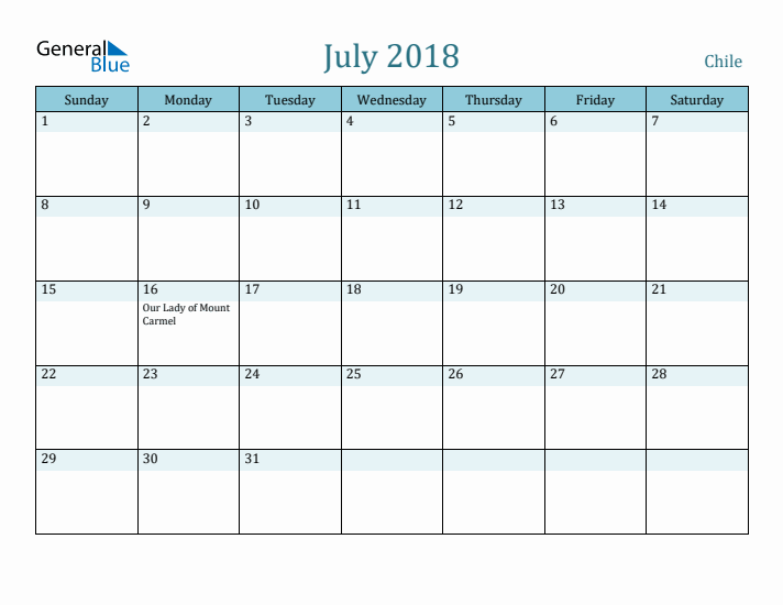 July 2018 Calendar with Holidays