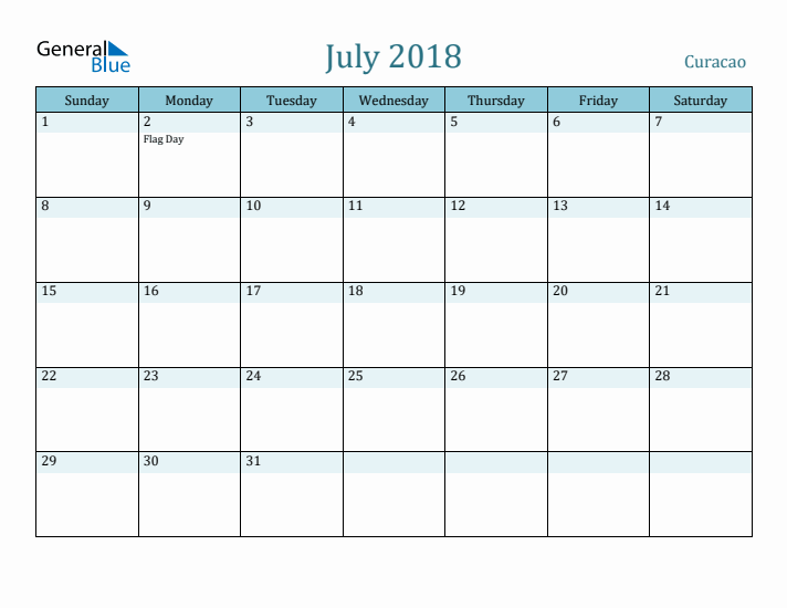 July 2018 Calendar with Holidays