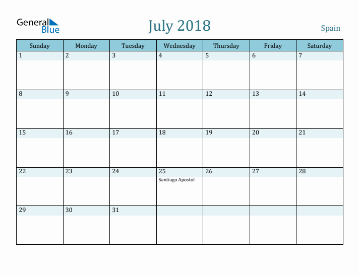 July 2018 Calendar with Holidays