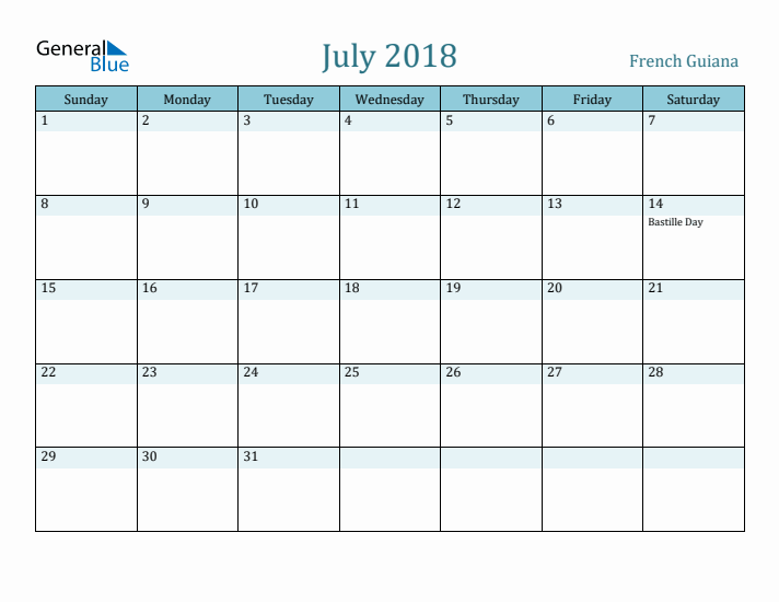 July 2018 Calendar with Holidays