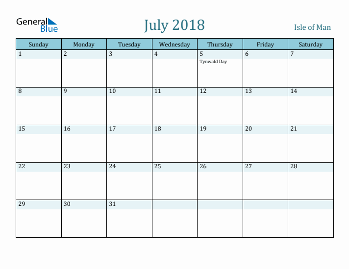 July 2018 Calendar with Holidays