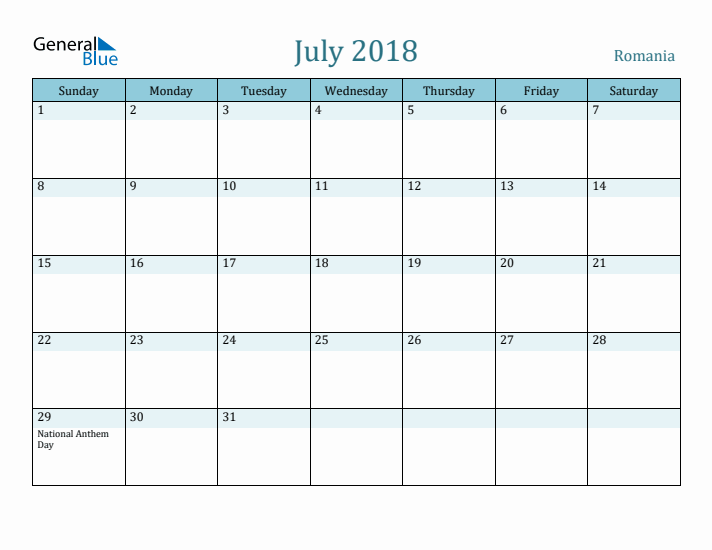 July 2018 Calendar with Holidays