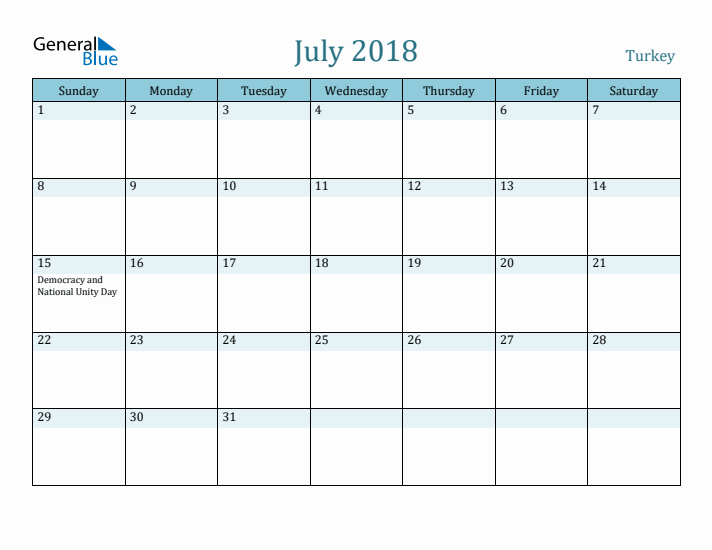 July 2018 Calendar with Holidays