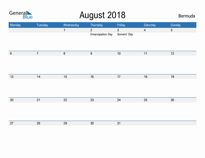 Fillable August 2018 Calendar