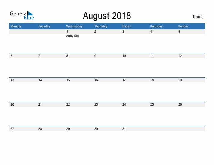 Fillable August 2018 Calendar