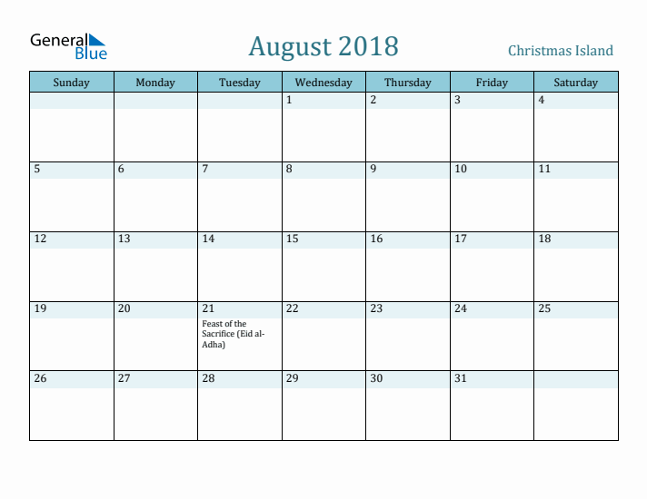 August 2018 Calendar with Holidays