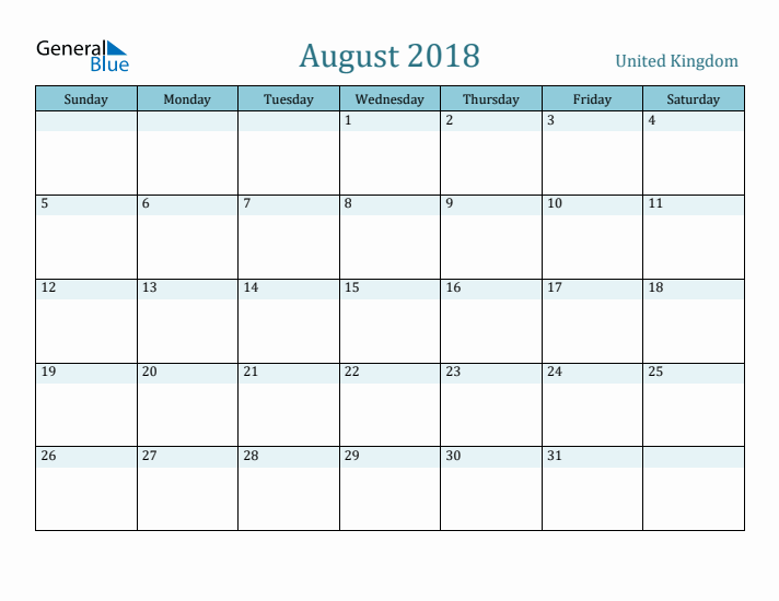 August 2018 Calendar with Holidays