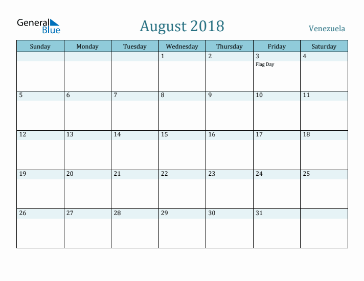 August 2018 Calendar with Holidays