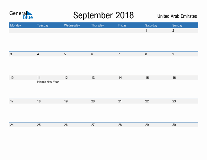 Fillable September 2018 Calendar