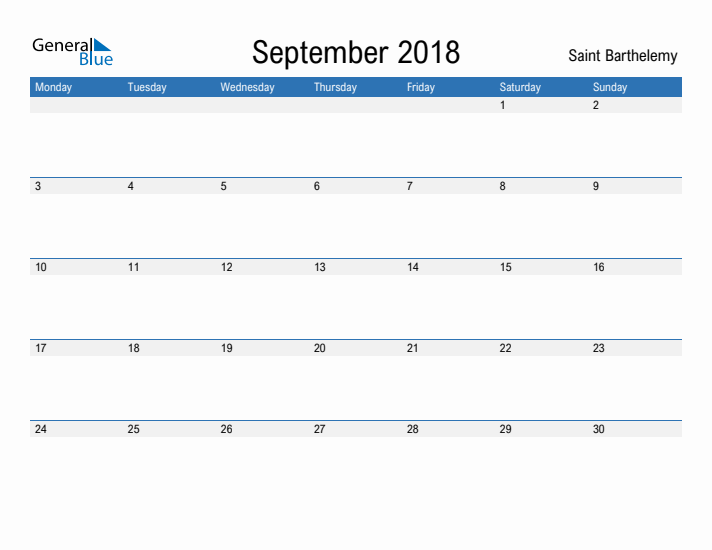 Fillable September 2018 Calendar