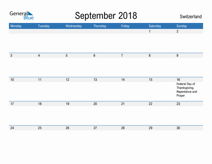 Fillable September 2018 Calendar