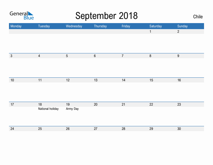 Fillable September 2018 Calendar