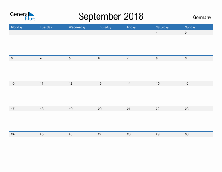 Fillable September 2018 Calendar