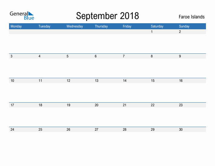 Fillable September 2018 Calendar