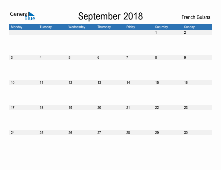 Fillable September 2018 Calendar