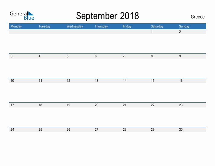 Fillable September 2018 Calendar