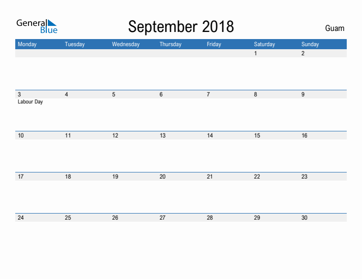 Fillable September 2018 Calendar