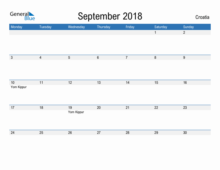 Fillable September 2018 Calendar