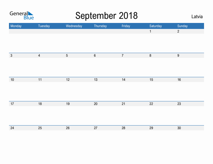 Fillable September 2018 Calendar