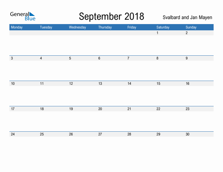 Fillable September 2018 Calendar