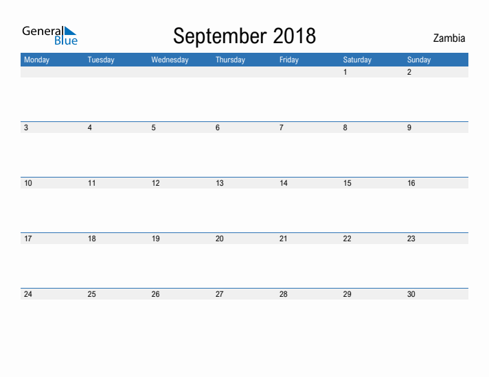 Fillable September 2018 Calendar