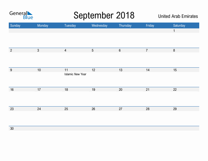 Fillable September 2018 Calendar