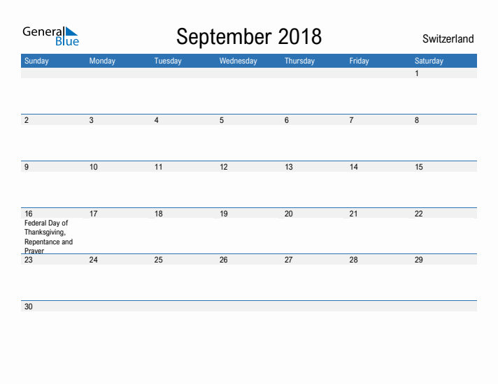 Fillable September 2018 Calendar