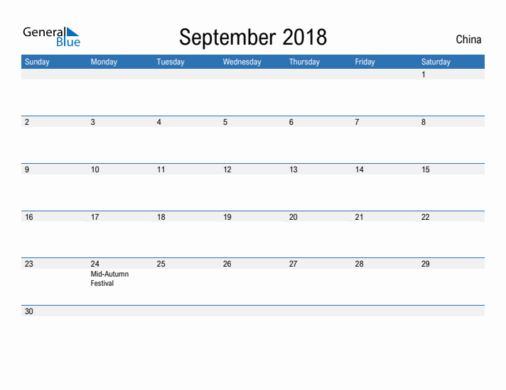 Fillable September 2018 Calendar