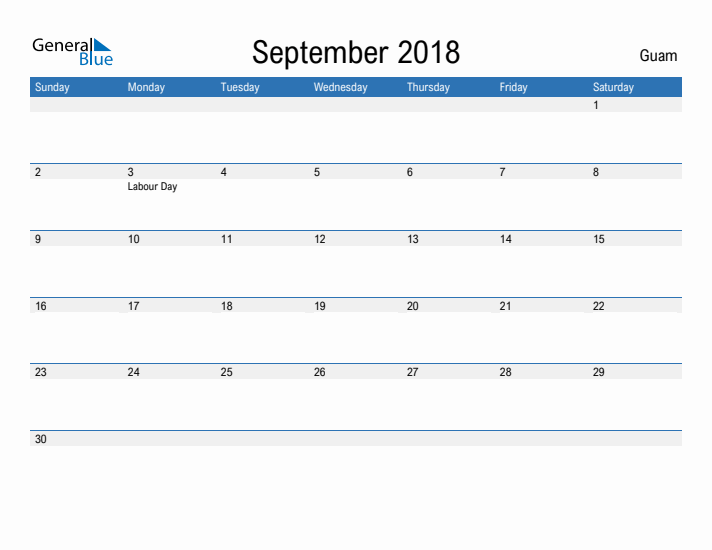 Fillable September 2018 Calendar