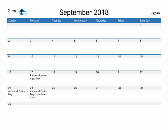 Fillable September 2018 Calendar