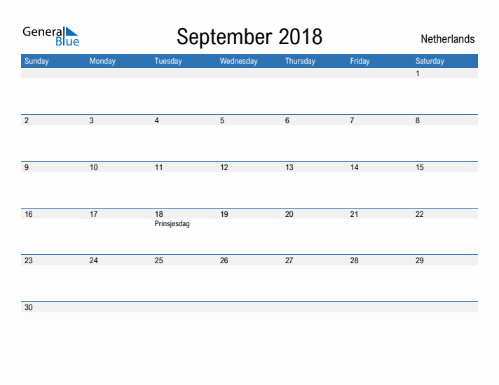 Fillable September 2018 Calendar