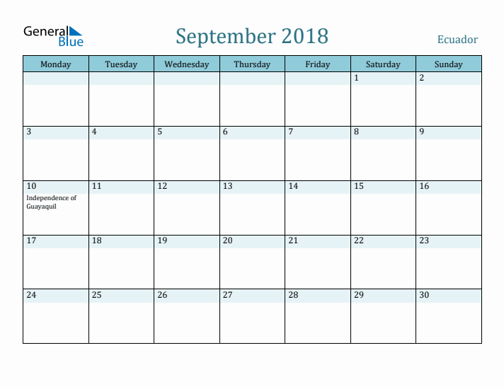 September 2018 Calendar with Holidays