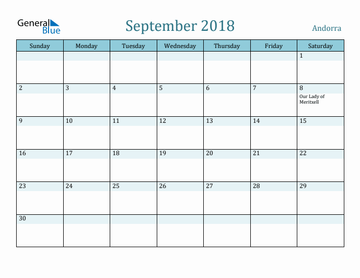 September 2018 Calendar with Holidays