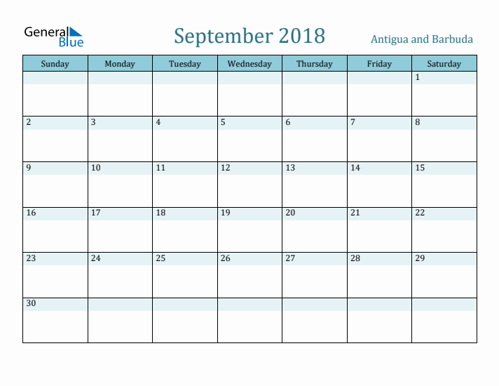 September 2018 Calendar with Holidays