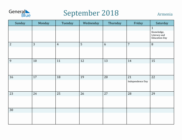 September 2018 Calendar with Holidays