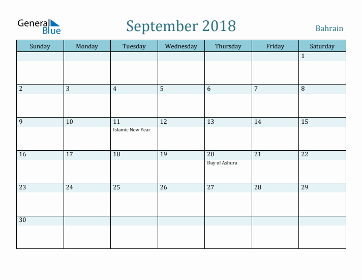 September 2018 Calendar with Holidays