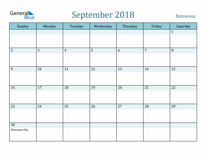 September 2018 Calendar with Holidays