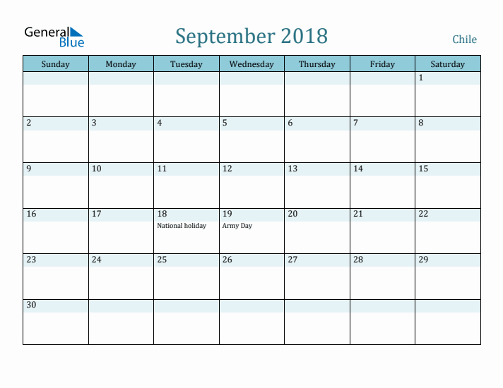 September 2018 Calendar with Holidays