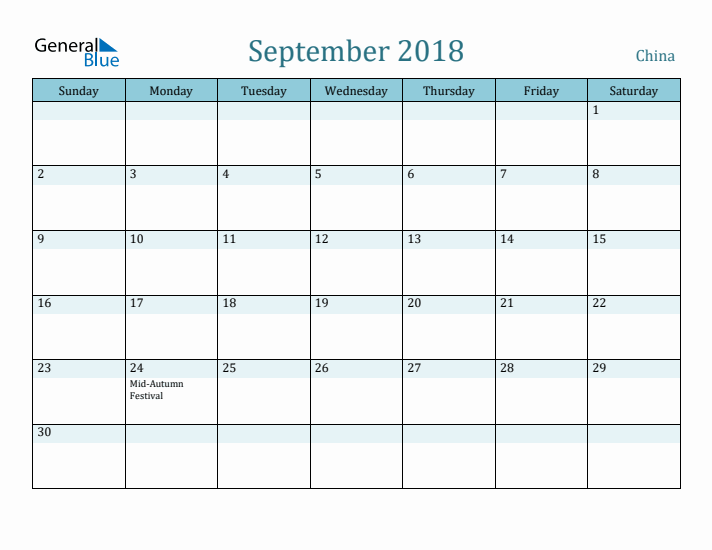 September 2018 Calendar with Holidays