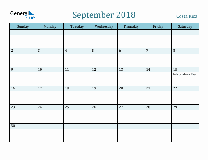 September 2018 Calendar with Holidays