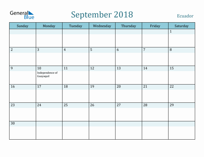 September 2018 Calendar with Holidays