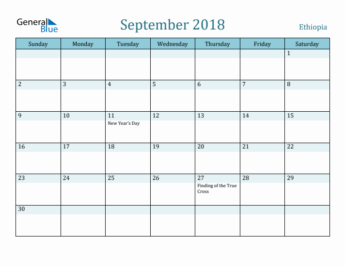 September 2018 Calendar with Holidays