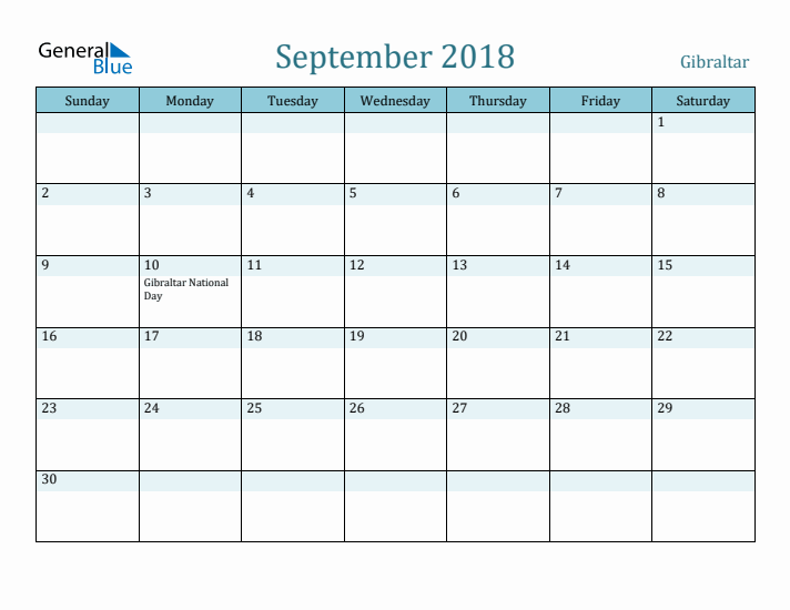 September 2018 Calendar with Holidays