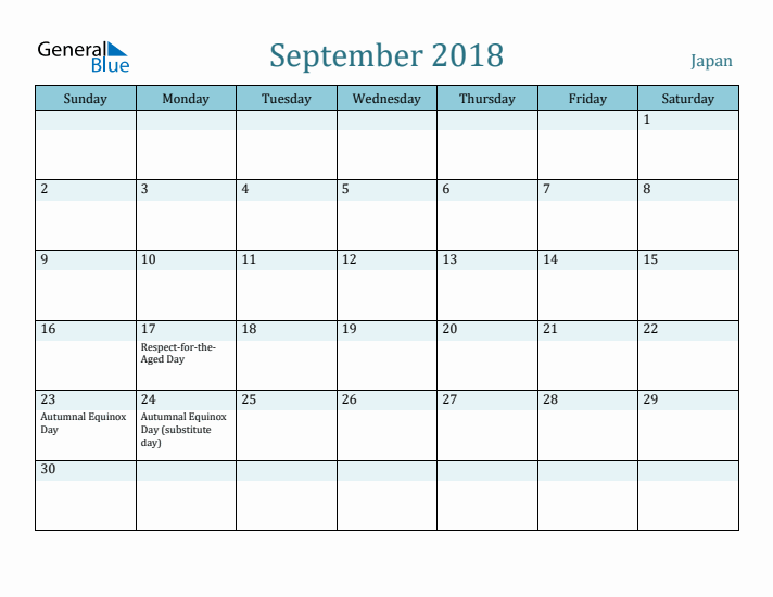 September 2018 Calendar with Holidays