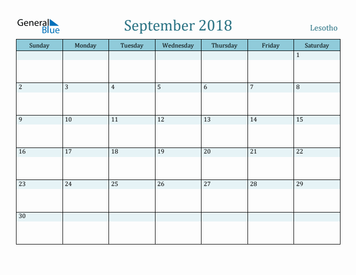 September 2018 Calendar with Holidays