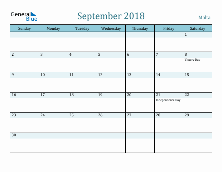 September 2018 Calendar with Holidays