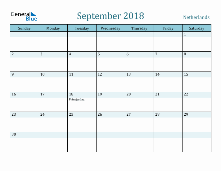 September 2018 Calendar with Holidays