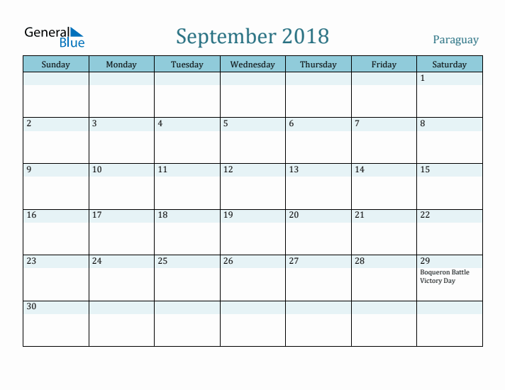 September 2018 Calendar with Holidays