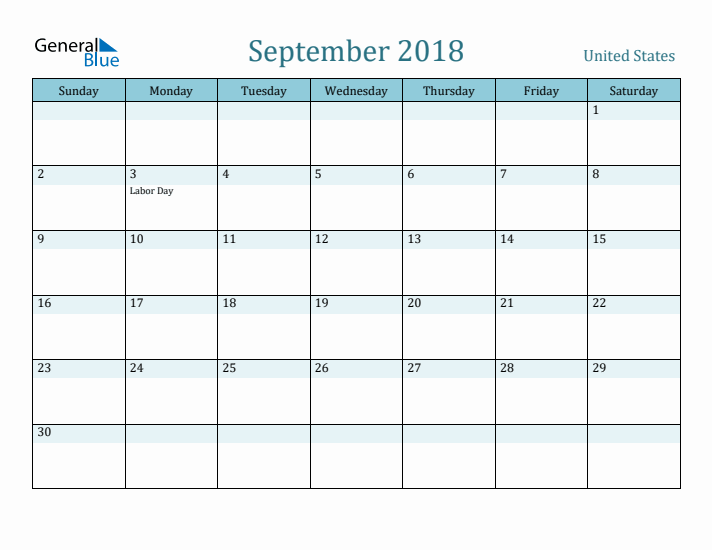 September 2018 Calendar with Holidays