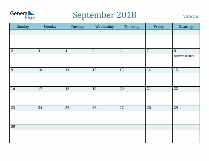 September 2018 Calendar with Holidays